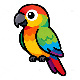 卡通鹦鹉彩色插画