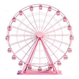 粉色摩天轮游乐设施模型