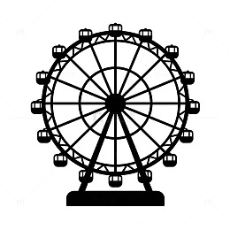 摩天轮剪影图标设计素材