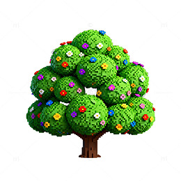 像素风花朵树AI生成图