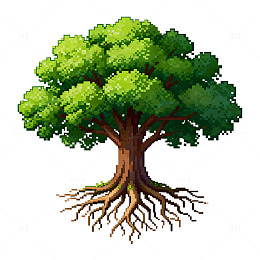 像素风格树木插画素材