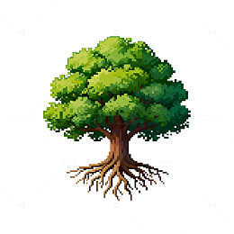 像素风格树木插画素材