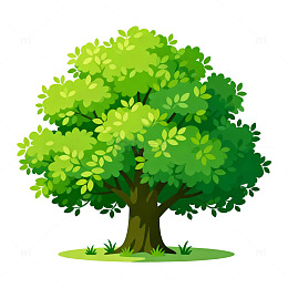 卡通绿树插画矢量图