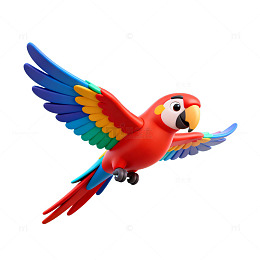 AI彩色鹦鹉飞翔图