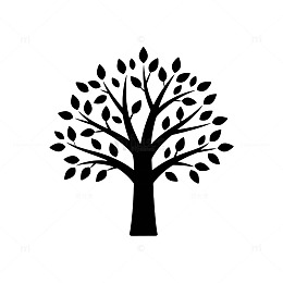 简约黑白树木剪影装饰图案
