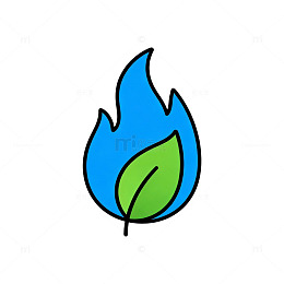 卡通风格火焰绿叶环保图标