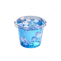 透明桶冰块水效果