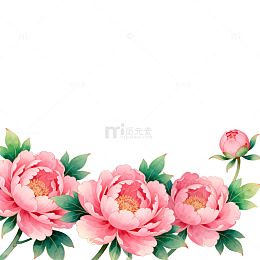 水彩牡丹花卉装饰图案设计素材