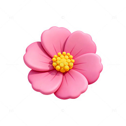 卡通风格粉色花朵矢量插画