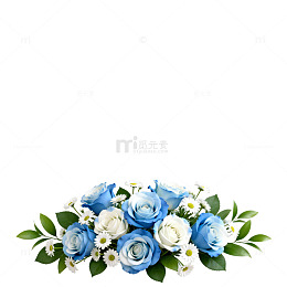 蓝色花束装饰素材