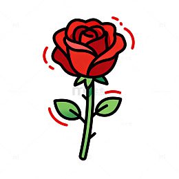 卡通风格玫瑰花简笔画