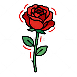 卡通风格玫瑰花矢量图设计素材