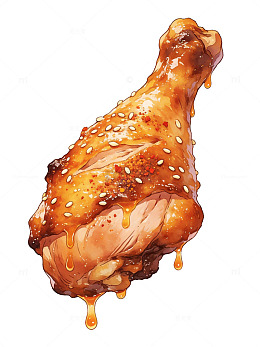 金黄炸鸡美食插画设计素材