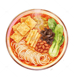 水彩螺蛳粉美食插画设计素材2