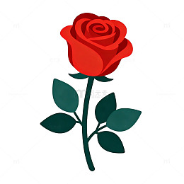 卡通风格红玫瑰矢量图