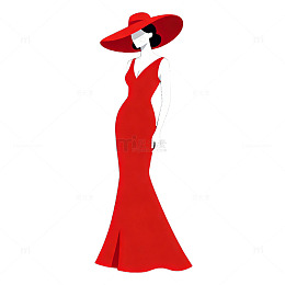 红裙女性剪影