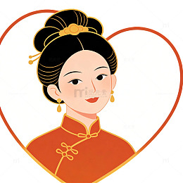 国风扁平 线条 女性 古代 富贵