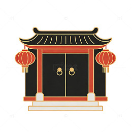 国风 扁平 大门 复古 图标 简约线条