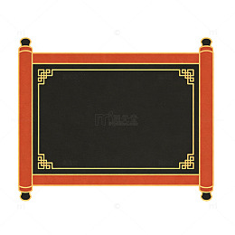 国风 扁平 黑板  卷轴 展开