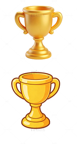 卡通奖杯 圆润  明亮金色 元素