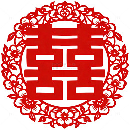 传统中国喜字剪纸图案