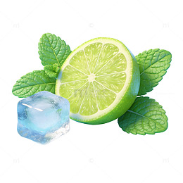 清新柠檬薄荷冰块插画素材