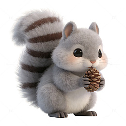 卡通松鼠抱松果