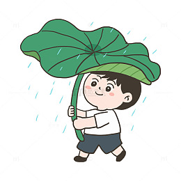 春天春雨手绘卡通元素