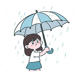 春雨打伞手绘卡通元素