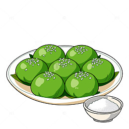 手绘清明节青团插画元素