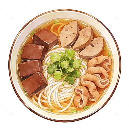美食风格中式汤粉面手绘设计素材