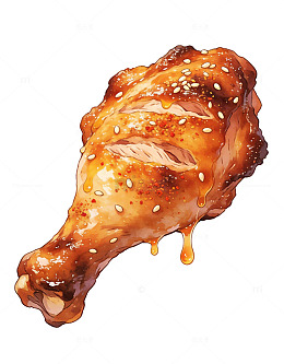 美味烤鸡腿插画