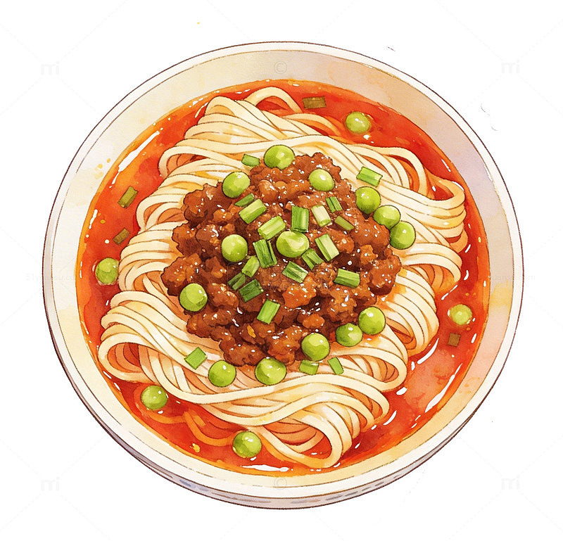美食插画炸酱面设计素材