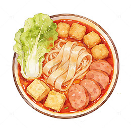 水彩美食麻辣烫插画设计素材