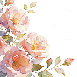 水彩清新 手绘花朵边框元素