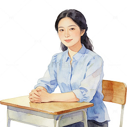 水彩手绘老师学生形象元素