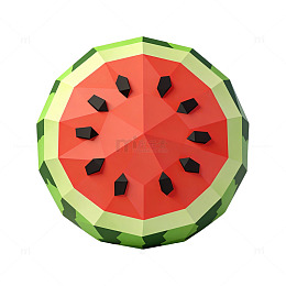低多边形西瓜切片插画设计