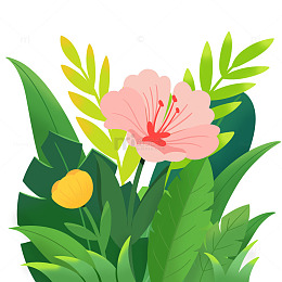 清新扁平风花卉植物装饰元素