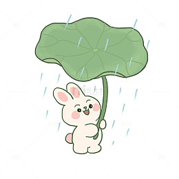 春天春雨避雨手绘卡通元素