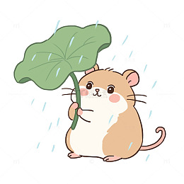 春天春雨仓鼠免抠元素