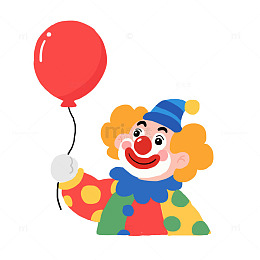 愚人节小丑和气球免抠元素