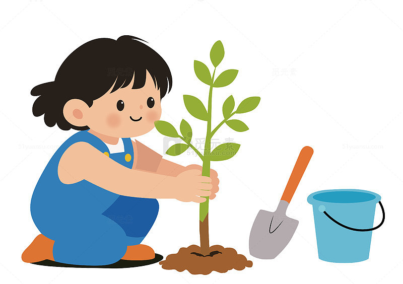 植树节种树元素