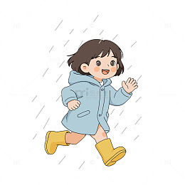 雨中奔跑的女孩