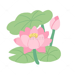 池塘荷花植物免抠元素