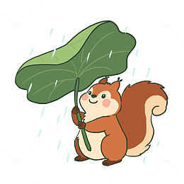 春雨下雨梅雨季松鼠元素