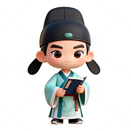 古风书生读书卡通形象