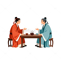 古风人物对饮插画