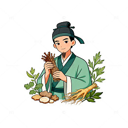 古风中医药师药材插画