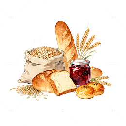 水彩烘焙美食静物插画