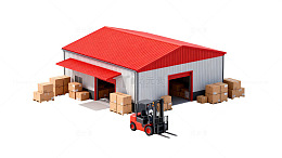 仓库场景模型3D渲染图